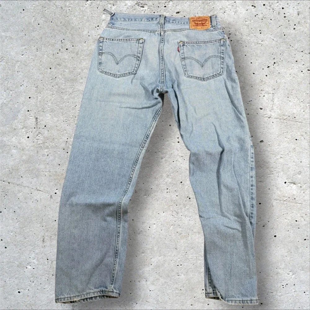 Levis 505 Regular Fit Jeans Mens 36x32 Light Wash Blue Straight Denim Pants